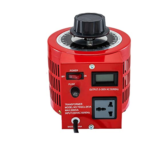 Variac Stelltransformator AC Spannungsregler Transformator Konverter 500VA-3000VA Eingebaute Kupferspule for die Stromversorgung Für den täglichen Gebrauch zu Hause(2KVA LCD Screen-Red) von DMETE