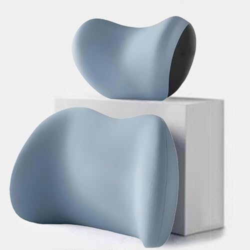 DMFCJQ Memory Foam Auto KopfstüTze Kissen für BYD E6 2021 2022 2023 2024 2025, LendenwirbelstüTzkissen Und Auto-KopfstüTze Nackenkissen Set, Ergonomische Kopfstütze Und Lendenkissen, Zubehör von DMFCJQ