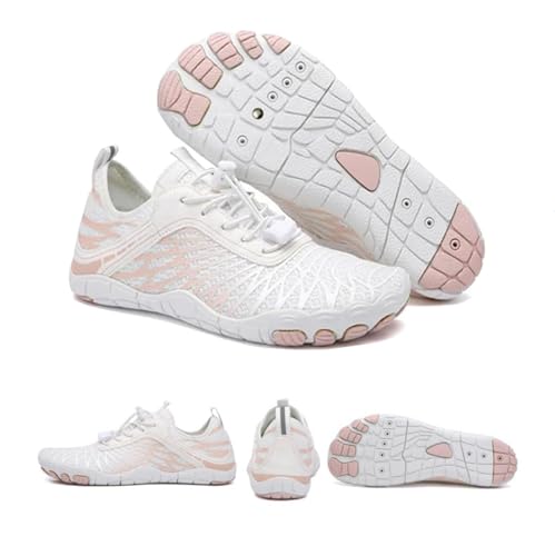 DMJHJY Erdungsschuhe mit Kupfer, Erdungsschuhe, Barfußschuhe für Frauen Männer, Wanderschuhe Wasserdicht Trail Running (Weiß,37) von DMJHJY