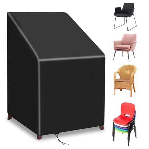 DMJJSD Gartenstühle Abdeckung, Stapelstühle Abdeckhaube 210D, Schutzhülle Gartenstuhl Abdeckung Wasserdicht Oxford Stapelstuhl Hülle Winddicht Schutzhülle für Gartenstuhl DMJJSD Gartenstühle Abdeckung, Stapelstühle Abdeckhaube 210D, Schutzhülle Gartenstuhl Abdeckung Wasserdicht Oxford Stapelstuhl Hülle Winddicht Schutzhülle für Gartenstuhl von DMJJSD