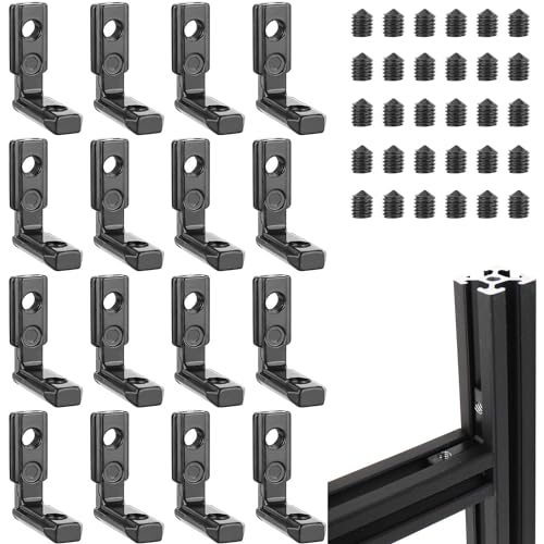 DMJJSD T-Nut Innenwinkel 16Stück 2020 M5 Eckverbinder mit 36 Schrauben Aluprofile Verbinder Nut 6 T Slot 90° L-Form Klammern Profilverbinder Zinklegierung Inneneckverbinder für Aluminiumprofil 20Serie von DMJJSD