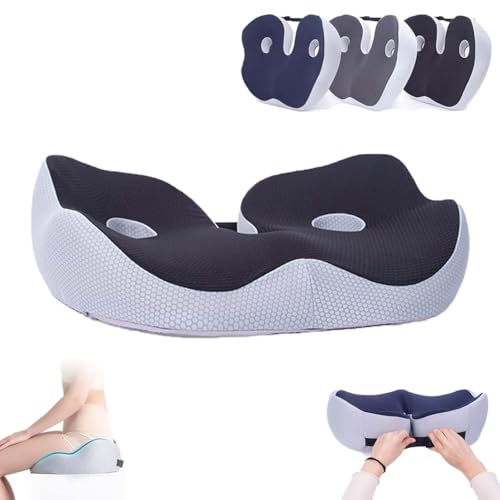 Libiyi Outfany Ergoseat,Memory Foam Sitzkissen,Orthopedic Me-mory Foam Seat Cushion,Bequemer Sitzring zur Druckentlastung,Waschbares Memory Foam Kissen,U-förmigem Design,für Langes Sitzen (Schwarz) von DMJUZE