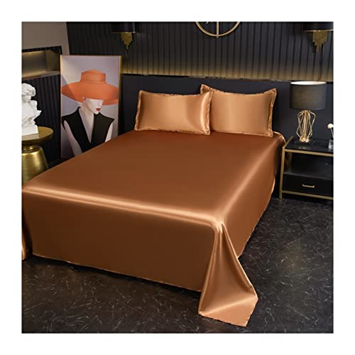DMKD Bettlaken ohne Gummizug in 100% Polyester Mikrofaser Betttuch Haustuch ohne Gummi Glatt und Weich Laken viele Farben und Größen (Color : Coffee, Size : Flat Sheet 230x250cm) von DMKD