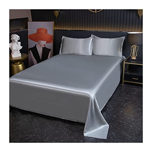 DMKD Bettlaken ohne Gummizug in 100% Polyester Mikrofaser Betttuch Haustuch ohne Gummi Glatt und Weich Laken viele Farben und Größen (Color : Gray(Grey), Size : Flat Sheet 120x230cm) von DMKD