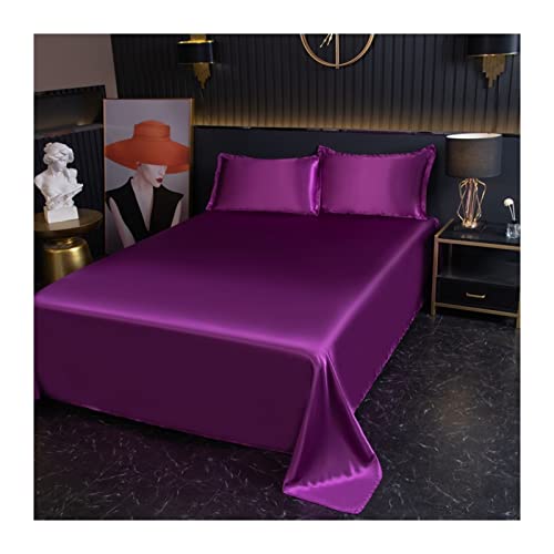 DMKD Bettlaken ohne Gummizug in 100% Polyester Mikrofaser Betttuch Haustuch ohne Gummi Glatt und Weich Laken viele Farben und Größen (Color : Violet, Size : Flat Sheet 230x250cm) von DMKD