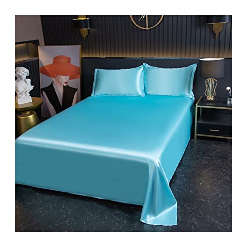 DMKD Bettlaken ohne Gummizug in 100% Polyester Mikrofaser Betttuch Haustuch ohne Gummi Glatt und Weich Laken viele Farben und Größen (Color : Water Green, Size : Flat Sheet 230x250cm) von DMKD