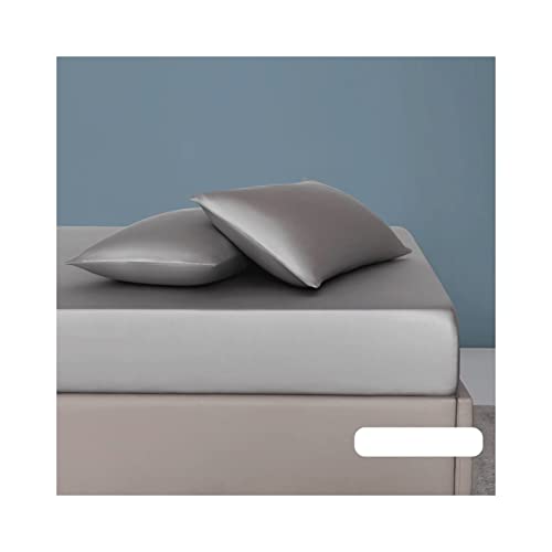 Luxus Satin Spannbettlaken Tencel-Seide 90x200cm bis 200x220cm Superweich und seidig 1000 Fadenzahl Spannbetttuch Bettlaken mit Gummizug (Color : Dark Grey, Size : 120x200+30cm) von DMKD