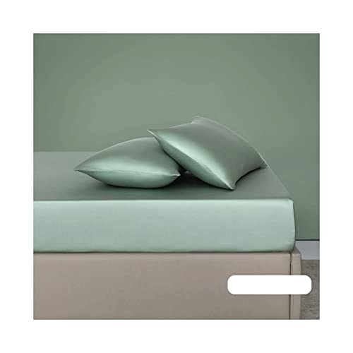 Luxus Satin Spannbettlaken Tencel-Seide 90x200cm bis 200x220cm Superweich und seidig 1000 Fadenzahl Spannbetttuch Bettlaken mit Gummizug (Color : Green, Size : 120x200+30cm) von DMKD
