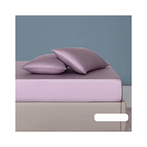 Luxus Satin Spannbettlaken Tencel-Seide 90x200cm bis 200x220cm Superweich und seidig 1000 Fadenzahl Spannbetttuch Bettlaken mit Gummizug (Color : Purple, Size : 180x200cm+48x74cm x2) von DMKD