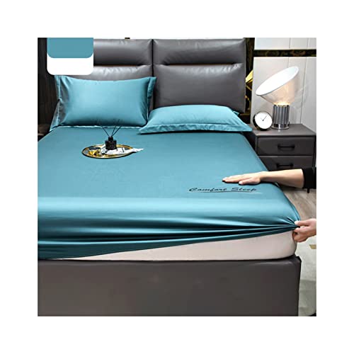 Microfaser Boxspringbett und Wasserbett Spannbettlaken 90/120/150/180/220x200cm 20cm Steghöhe 100% Polyester Spannbetttuch Weich und Seidig (Color : Dark Blue, Size : 90x200+20cm/2Pcs) von DMKD