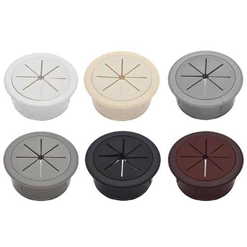 DMLAYHP Kabeldurchführung 10 Stück 50 mm/53 mm/60 mm Schreibtisch, Tisch, ABS und Gummi-Kabellochkappen, PC-Computertisch, runde Kabeldurchführung(60mm Dark Gray) von DMLAYHP
