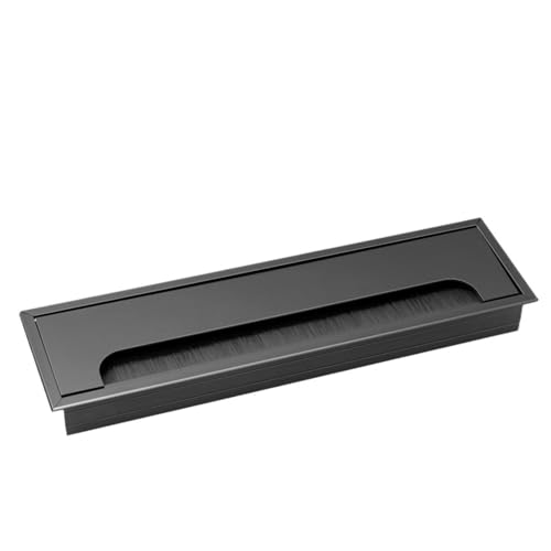 DMLAYHP Kabeldurchführung Tisch-Einfädelbox aus Aluminiumlegierung, 80 mm, mit Bürste, Kabel-Einfädelbox mit Kabeltüllen-Lochabdeckung(Black 80x280mm) von DMLAYHP