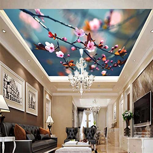 DMLEF Wandbild 3D Deckentapete schöne Zweige Kirschblüten Wohnzimmer Schlafzimmer Dach Wand dekorative Kunst Aufkleber von DMLEF