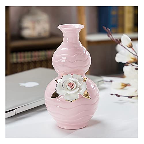 Vase Keramikvase Kreative handgemachte Prise Blumen Muster Europa Mode Vasen for Zimmerstudie Flur Home Hochzeitsdekoration Esstisch/Küche/Hochzeit Dekorative Blumenvase ( Color : Pink , Größe : B ) von DMLZB