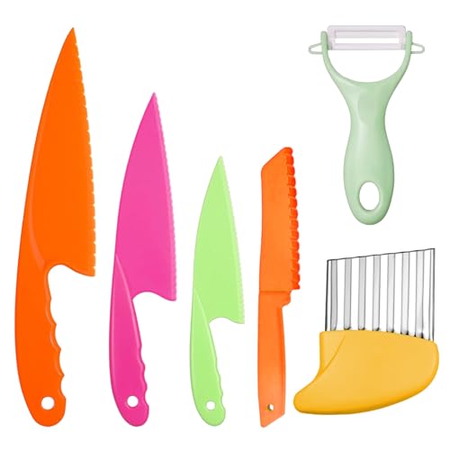 DMNQ 6-Teiliges Kindermesser Kindermesser Ab 2 Jahre Kinder Messer Set Kinder Kindermesser Ab 2 Jahre Für Echtes Kochen Schneiden Und Kochen Von Obst Oder Gemüse Für Kleinkinder von DMNQ