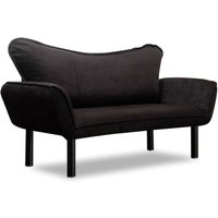 2-Sitzer SchlafsofaHone, Verwandelbares Sofa, Lineare Stoffstruktur, Schlafsessel mit Stauraum, 140x65 h70 cm, Schwarz - Dmora von DMORA
