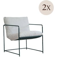 2er-Set Appare, Sessel mit Bouclé-Stoff bezogen, Gepolsterter Stuhl, Sitz mit Metallarmlehnen, 61x67h75 cm, Grau von DMORA