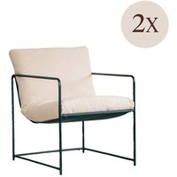 2er Set Pappel, Bouclé-Stoff-Polstersessel, Polsterstuhl, Sitzfläche mit Metallarmlehnen, 61x67h75 cm, Beige von DMORA