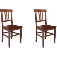 2er Set Wohnzimmer- oder Küchenstühle, Landhausstil, Buche massiv, cm 44x44,5h89, Nussbaumfarbe - Dmora 2er Set Wohnzimmer- oder Küchenstühle, Landhausstil, Buche massiv, cm 44x44,5h89, Nussbaumfarbe - Dmora von DMORA