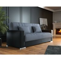 Schlafsofa Dmede, 3-Sitzer-Container-Schlafsofa aus Kunstleder und Stoff, Wohnzimmersofa mit Klick-Klack-Öffnung und 2 Kissen inklusive, 230x96h101 von DMORA