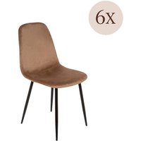 6er-Set Pismo-Stühle, Samt-gepolsterter Sessel, gepolsterter Esszimmerstuhl, Konferenzstuhl, 45 x 56 x 87 cm, Beige von DMORA