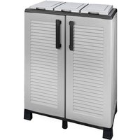 Abfallschrank für den Innen oder Außenbereich, Mobiltür 3 Taschen zu 2 Türen, 100% Made in Italy, cm 68x37h90, hellgraue Farbe - Dmora von DMORA