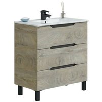 Badezimmermöbel Dianmu, Badezimmerschrank, Mehrzweckschrank, Hängeschrank mit Spiegel, 80x45 h86 cm, Anthrazit und Eiche - Dmora von DMORA