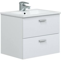 Badezimmermöbel Doksuri, Badezimmerschrank, Mehrzweckschrank, Hängeschrank mit Spiegel, 60x45 h50 cm, Glänzendes Weiß - Dmora von DMORA