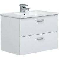 Badezimmermöbel Tico, Badezimmerschrank, Mehrzweckschrank, Hängeschrank mit Spiegel, 70x45 h50 cm, Glänzendes Weiß - Dmora von DMORA