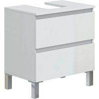 Badezimmermöbel Toutle, Badezimmerschrank, Mehrzweckschrank, Hängeschrank mit Spiegel, 60x40 h64 cm, Glänzendes Weiß - Dmora von DMORA