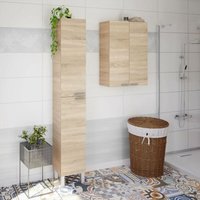 Badezimmersäule Torrance, Säulenschrank für Badezimmer mit 1 Tür, Hängeschrank mit 1 Einlegeboden, cm 30x25h85, Eiche - Dmora von DMORA