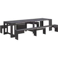 Bank Torquato, Set mit 2 Sitzgelegenheiten für den Esstisch, ausziehbare Bänke, 290x25x45 cm, Schiefer - Dmora Bank Torquato, Set mit 2 Sitzgelegenheiten für den Esstisch, ausziehbare Bänke, 290x25x45 cm, Schiefer - Dmora von DMORA