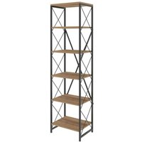 Bücherregal Yildun, Büroregal, Mobiler Buchhalter, Bücherbrett, 50x30h180 cm, Eiche und Schwarz, mit verstärkter Verpackung - Dmora Bücherregal Yildun, Büroregal, Mobiler Buchhalter, Bücherbrett, 50x30h180 cm, Eiche und Schwarz, mit verstärkter Verpackung - Dmora von DMORA