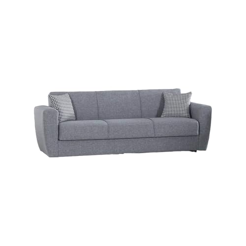 Dmora - Schlafsofa Escobar, Lineares 3-Sitzer-Container-Schlafsofa, Wohnzimmersofa aus gepolstertem Stoff mit klick-Klack-Öffnung, cm 223x84xh80, Grau von Dmora