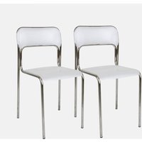 Dmora - 2er-Set moderne Stühle aus Metall und Polypropylen, für Esszimmer, Küche oder Wohnzimmer, 43x45h81 cm, Sitzhöhe 48 cm, Farbe Weiß von DMORA