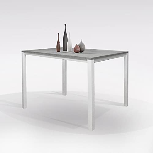 Dmora Ausziehbarer Esstisch, Küchentisch mit Verlängerung, Made in Italy, 110x70h76 cm, Farbe Zement und Weiß von DMORA