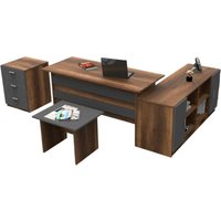 Dmora - Büro-Set Caroli, Studio-Komposition, Büroartikel, Schreibtisch und Schubladenset, Walnuss und Anthrazit Dmora - Büro-Set Caroli, Studio-Komposition, Büroartikel, Schreibtisch und Schubladenset, Walnuss und Anthrazit von DMORA