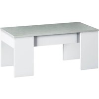 Couchtisch Oceanside, Couchtisch mit abnehmbarer Platte, Couchtisch für das Wohnzimmer, cm 100x50h45/56, Weiß und Beton - Dmora von DMORA