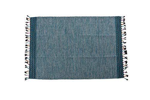 Dmora Dallas moderner Teppich, Kelim-Stil, 100% Baumwolle, blau, 110x60cm von Dmora