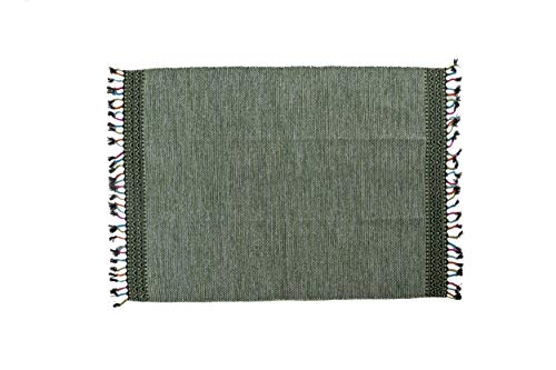 Dmora Dallas moderner Teppich, Kelim-Stil, 100% Baumwolle, grüne Farbe, Maße 200 x 140 cm von Dmora