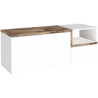 Dmora Eingangsmöbel, Made in Italy, Modulares Modul, Bank mit 2 Türen, 120x40h54 cm, glänzend weiß und Ahornfarbe von DMORA