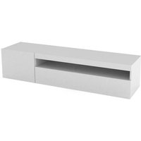 Dmora - Fernsehschrank Dmangoni, Niedriges Sideboard für Wohnzimmer mit 2 Türen, Sockel für TV-Möbel, 100 % Made in Italy, cm 150x40h37, glänzend weiß von DMORA