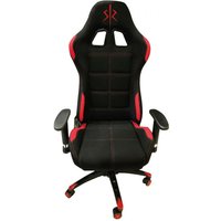 Dmora - Gaming-Sessel, aus schwarzem und rotem Kunstleder, mit Armlehnen, höhen- und neigungsverstellbar, cm 66x50x127-134 von DMORA