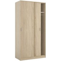 Dmora - Garderobe Dgagn, Schlafzimmer Kleiderschrank mit 2 Schiebetüren, Schrank mit Regal und Kleiderbügelstange, 100x50h200 cm, Eiche von DMORA