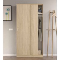 Dmora Garderobe Lansing, Schlafzimmer Kleiderschrank mit 2 Schiebetüren, Schrank mit Regal und Kleiderbügelstange, cm 100x50h200, Eiche von DMORA