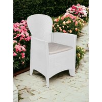 Dmora Gartenstuhl Como, Gartensitz, Gartensessel in Rattan-Optik, 100 % Made in Italy, Cm 60x58h89, weiß von DMORA