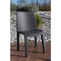 Gartenstuhl Dmondin, Gartensitz, Stuhl für Esstisch, Outdoor-Sessel in Rattan-Optik, 100 % Made in Italy, 48x55h86 cm, Anthrazit - Dmora von DMORA