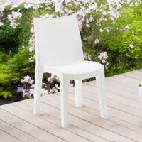 Gartenstuhl Dmondin, Gartensitz, Stuhl für Esstisch, Sessel für den Außenbereich in Rattan-Optik, 100 % Made in Italy, 48x55h86 cm, Weiß - Dmora von DMORA