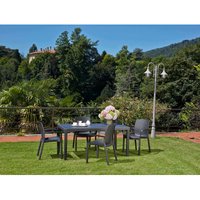 Gartentisch Imola, Feststehender rechteckiger Tisch, Mehrzweck-Gartentisch in Rattan-Optik, 100 % Made in Italy, Cm 138x78h72, Anthrazit - Dmora von DMORA