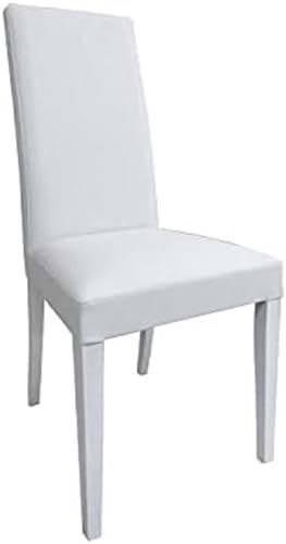 Dmora Klassischer Stuhl aus Holz und Kunstleder, für Esszimmer, Küche oder Wohnzimmer, Made in Italy, cm 46x55h99, Farbe Weiß von Dmora